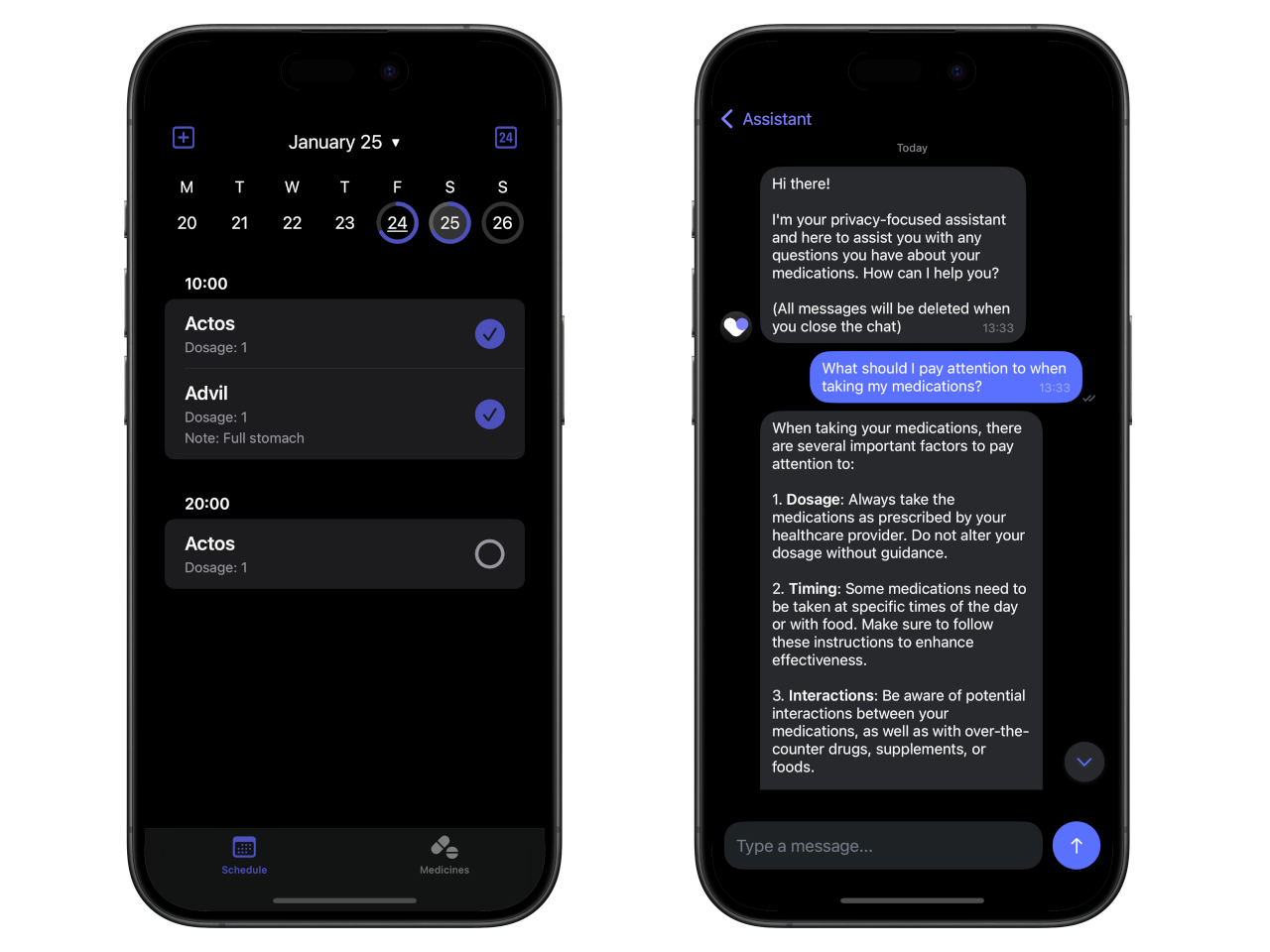 screenshot of DoseMed application